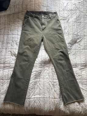 Womens Olive Green Ankle Jeans
